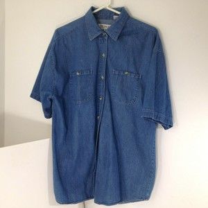 Vintage Details Sportswear Blue Denim Shirt Adult Large 100% Cotton